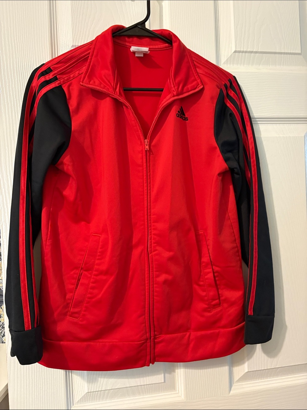 adidas Red and Black Athletic Zip-Up Jacket